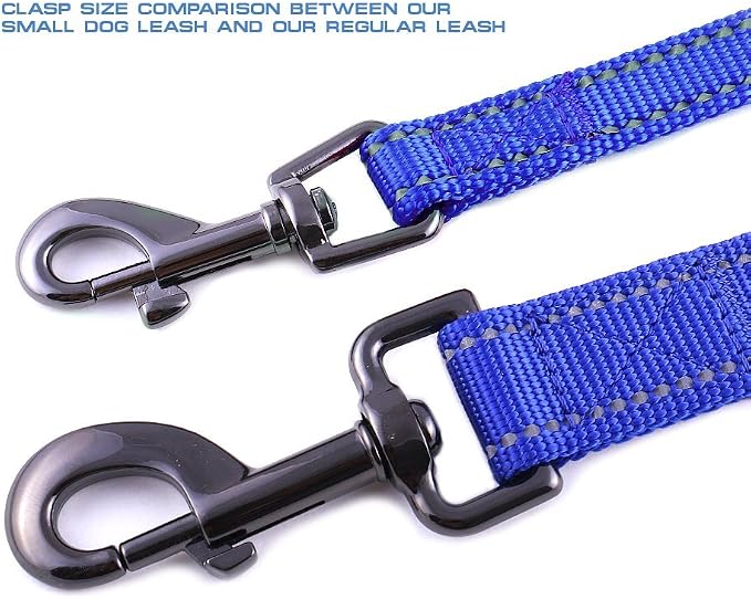 Max and Neo Small Dog Leash - Reflective Nylon, Donates to Dog Rescue (Black, 6x5/8)