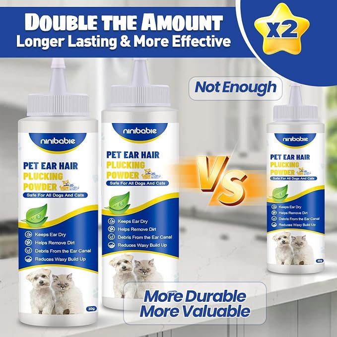 Dog Ear Infection Treatment, Ear Wash with Ear Hair Powder (2pcs)