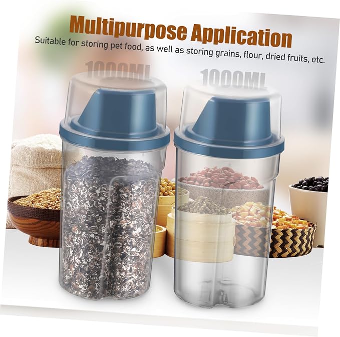 Kichvoe 2pcs Clear Airtight Pet Food Storage Containers with Wide Mouth and Grip Groove Spill Resistant Dog and Cat Food Holders for Birds Vacuum Sealed Freshness