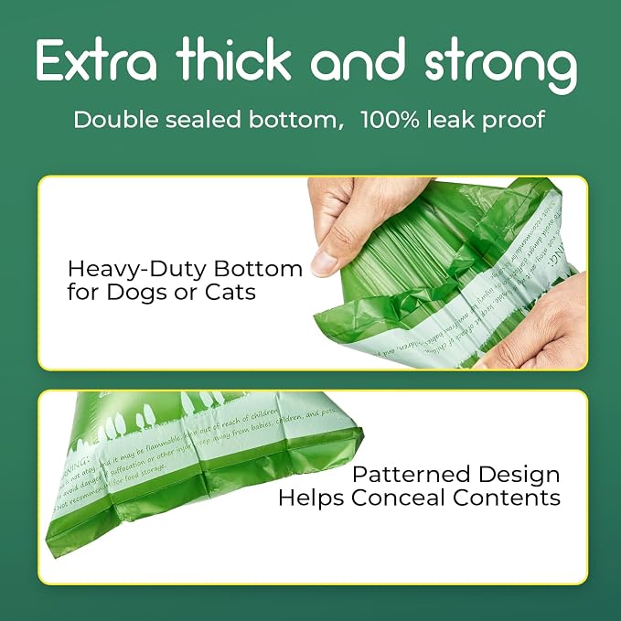 ATIFBOP Biodegradable Dog Poop Bags 150 Counts with Dispenser, Leak Proof and Extra Thick Doggy Poop Bags (Unscented)