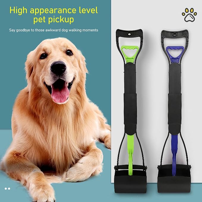 Long Handle Pooper Scooper Large Dog Portable Outdoor Waste Cleaner (Green) | Durable portable poo scoop with extended handle, convenient for outdoor dog poop cleaning and daily pet sanitation