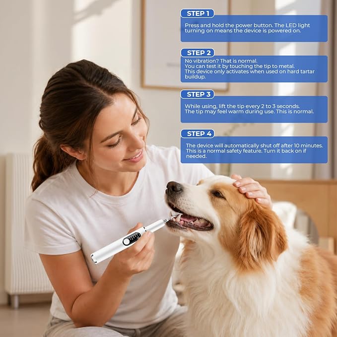 Dog Plaque and Tartar Remover，Ultrasonic Tooth Cleaner for Dogs | Dog Tooth Brushing kit ,5 Modes, LED Light, Ultrasonic Cleaner with Toothbrush & 4 Cleaning Head
