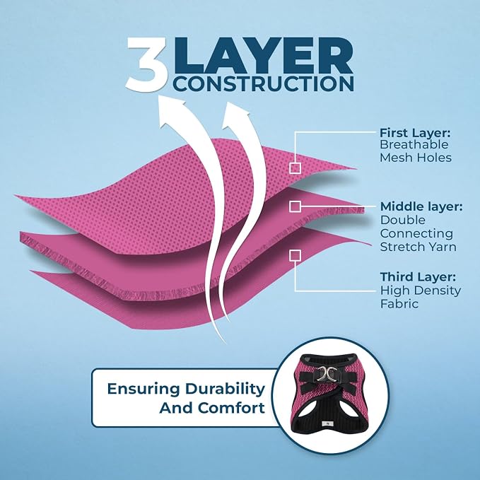 Voyager Step-in Air Dog Vest Harness - Fuchsia 2-Tone, X-Large | 20.5 - 23" in Chest, Reflective Bands, All Weather Breathable Air Mesh, Cats Compatible, Lightweight, Fast Drying