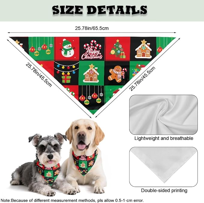 Jeiento Merry Christmas Theme Bandanas Xmas Party Costume, Polyester, Merry Christmas Theme
