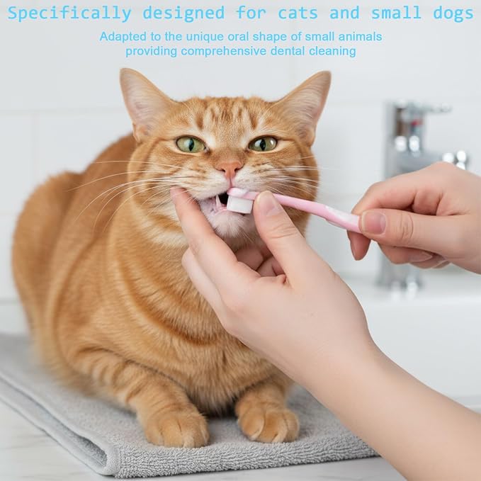 Mini Head Cat Puppy Toothbrush, 4 Pack Ultra Soft Dog Toothbrush Small Breed Gentle Pet Dental Cleaning Kit Cat Puppy Tooth Brushing Kit for Kitten Small Breed Dogs