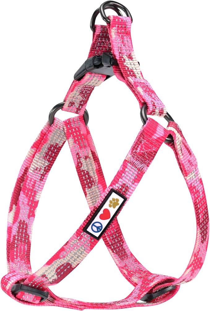 Pawtitas Reflective Step-in Dog Harness – Adjustable No-Pull Vest for Puppies to Seniors, Safe & Comfortable, XS Camo Pink