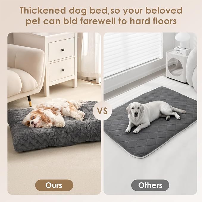 EHEYCIGA Washable Large Dog Bed for Crate, 35x23 Inch Pet Bed, Charcoal