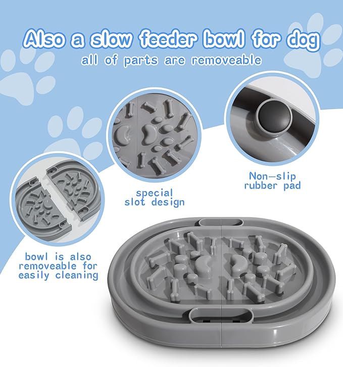 Upgraded Adjustable Slow Feeder Dog Bowl – Interactive Puzzle Food Dispensing Toy for Small/Medium Dogs, Relieves Anxiety and Boredom, Enhances IQ Training