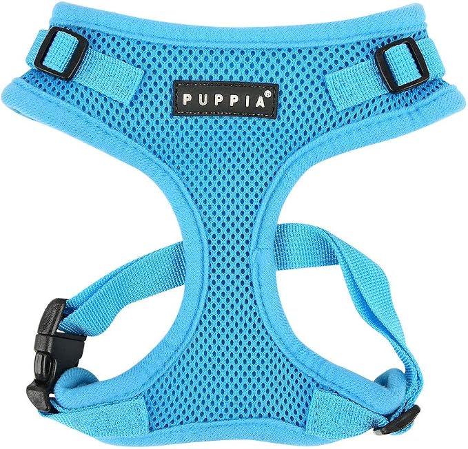 Authentic Puppia RiteFit Harness with Adjustable Neck, Sky Blue, Medium