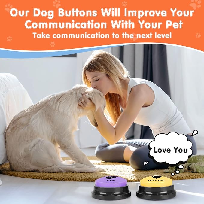 Dog Buttons for Communication, 8 Recordable Buttons, with Mat & Batteries