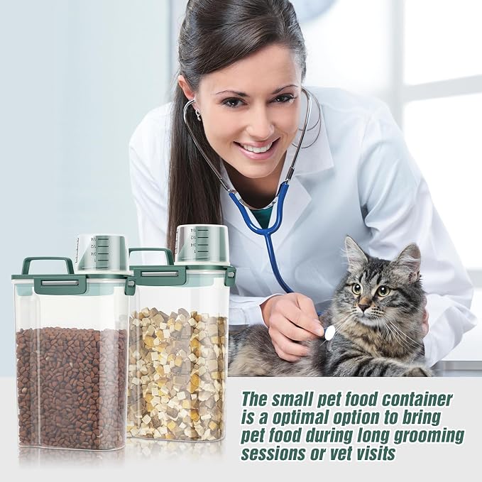 TBMax Small Dog Food Storage Container 3 Qt with Cat Food Can Cover and, Small, Green
