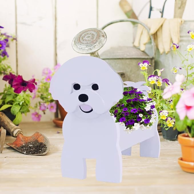 Bichon Frise Dog Planter Pots, Animal Shaped Flower Pot