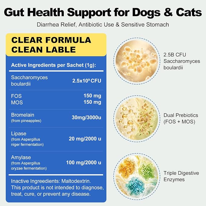 Probiotics for Dogs & Cats,Cat Dog Probiotics for Digestive Health 30 Packs