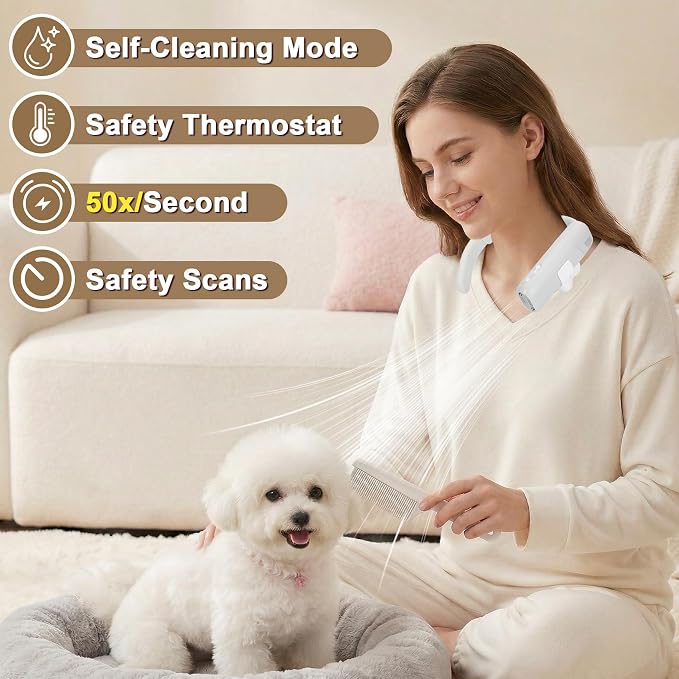 Pet Neck Dryer,110,000 RPM Brushless High-Speed Blower for Dogs and Cats | Pet Hair Dryer with 3 Speeds & 3 Temp for Grooming 110V