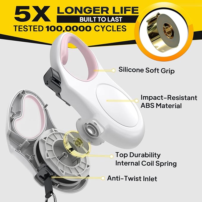 Fida Retractable Dog Leash, 16 ft Dog Walking Leash for Small Dogs up to 26lbs, Tangle Free, White