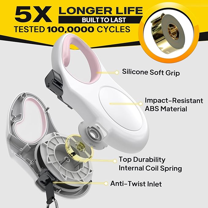 Fida Retractable Dog Leash Large Breed, Heavy Duty 16 ft Dog Walking Leash for Large Dogs up to 110 lbs, 360° Tangle Free, White