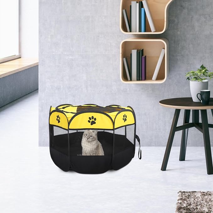 NUOBESTY Large Dog Outdoor Playpen Octagon Tent with Oxford Fabric and Breathable Mesh, Portable Foldable Cat Crate for Medium Dogs, Puppy Exercise Pen for Indoor and Outdoor Use