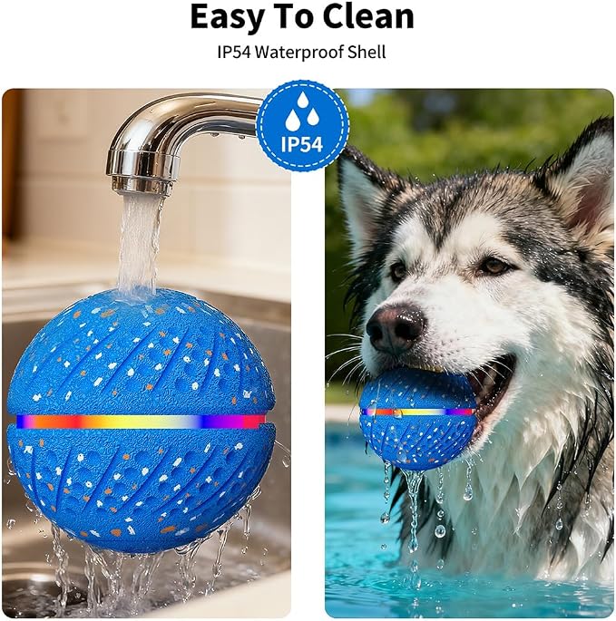Smart Interactive Dog Toy Ball - Automatic Moving Bouncing Rolling Ball with 3 Modes & RGB Lights, Durable E-TPU Motion Activated Dog Toys for Small Medium Dogs, Keep Busy & Boredom Relief (Blue)