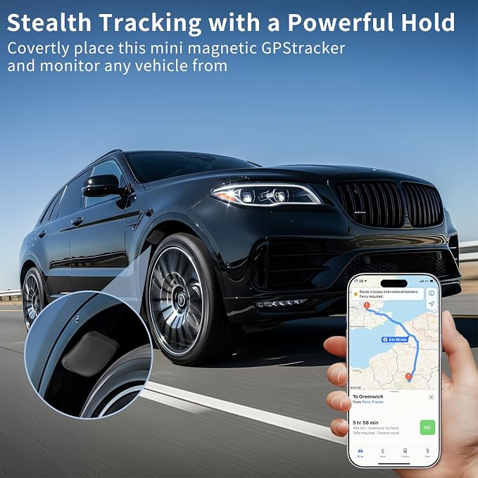 Mini GPS Tracker for Vehicles, Hidden Magnetic Car Tracker, No Subscription, Real Time Tracking Device for Cars, Dogs, Keys, Luggage, GPS para Carros Rastreador - Works with Apple Find My (iOS Only)