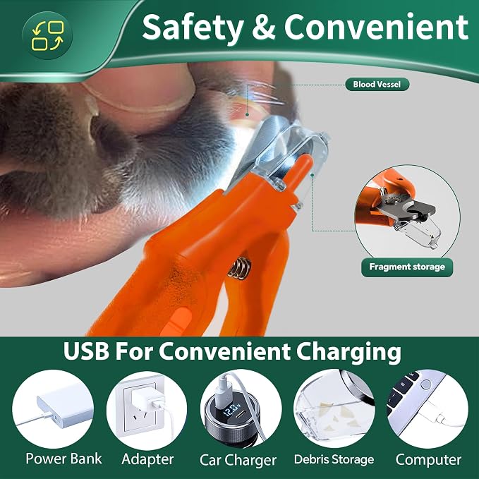 2-in-1 Dog & Cat Nail Clippers with Catcher & 2 LED Lights