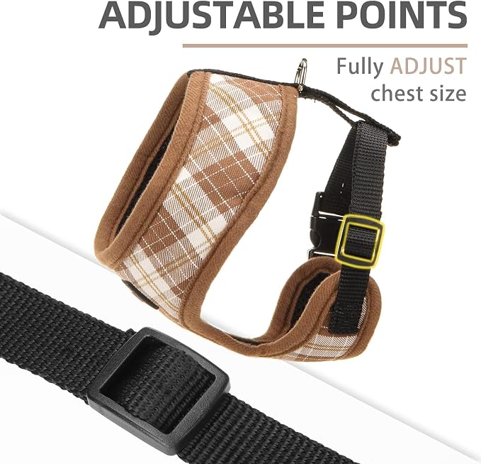 PUPTECK Soft Mesh Dog Harness and Leash Set Pet Puppy Cat Comfort Padded Vest No Pull Harnesses, Brown, S