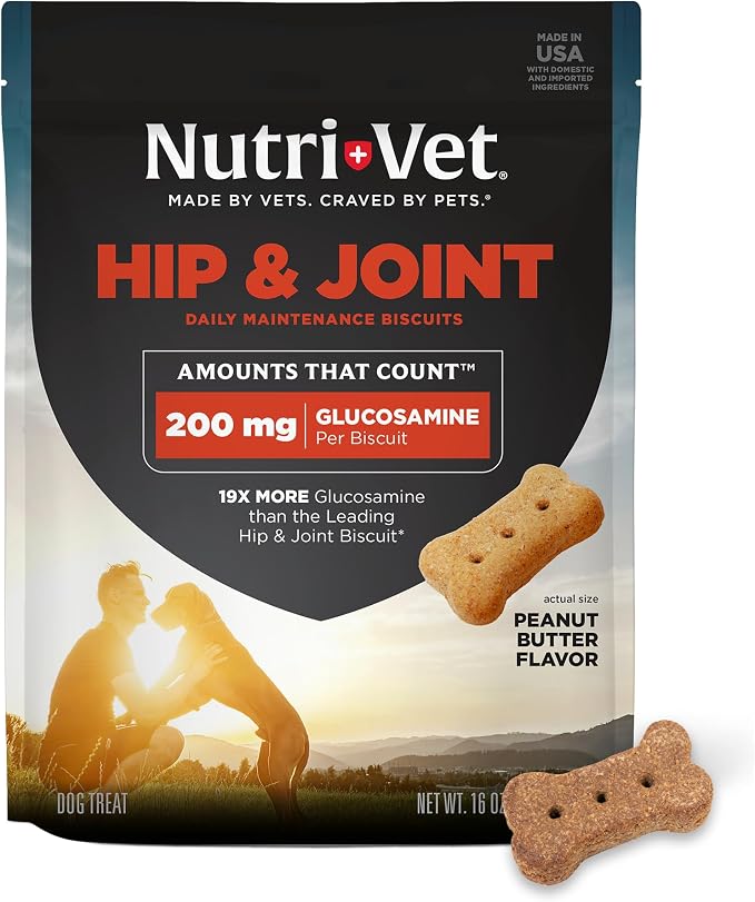 Nutri-Vet Hip & Joint Dog Biscuits, Dog Treats, 200mg Glucosamine, 16oz