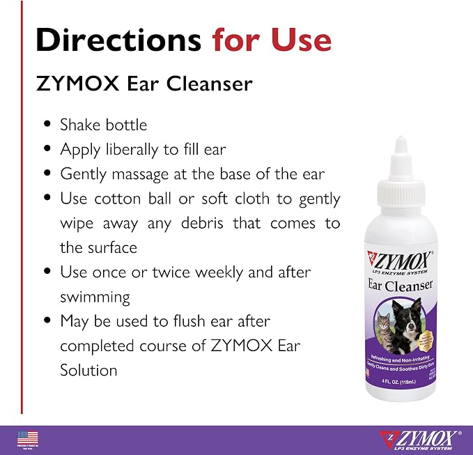 Zymox Ear Cleanser Solution for Dogs and Cats, 4 oz