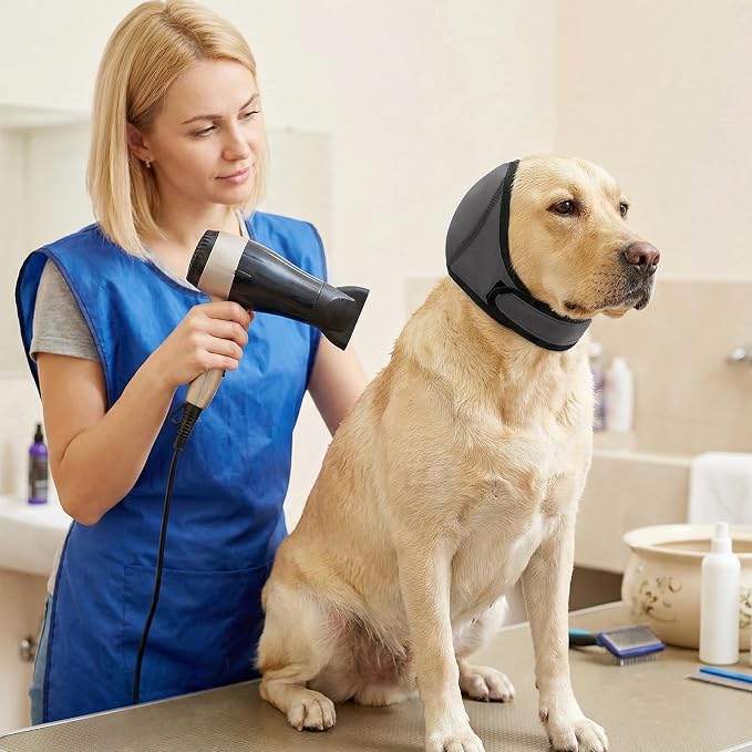 Dog Ear Muffs &No Flap Ear Wraps for Dogs for Swimming, Bath & Noise Anxiety Relief – Waterproof Ear Covers for Aural Hematoma Prevention, Quick-Dry Calming Hoodie for Grooming, Fireworks, Vet Visits