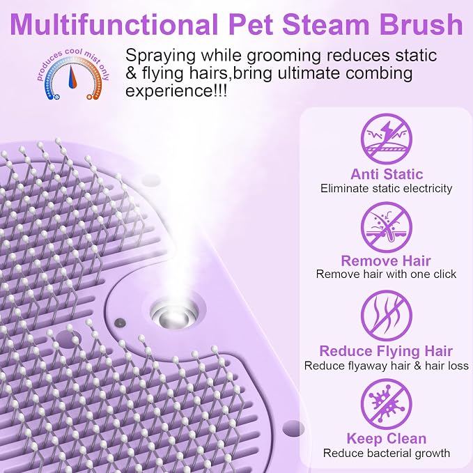 Cat Brush Dog Brush for Shedding, Purple