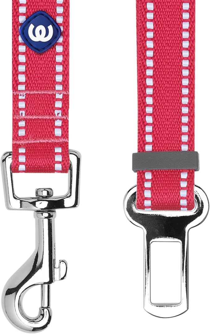 Blueberry Pet Pastel Colored Reflective Dog Harness with Seatbelt Clip – Adjustable No-Pull Pet Vest for Walking and Car Safety, Large Size in Very Berry