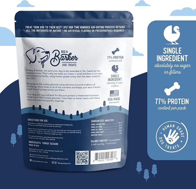 Beg & Barker Turkey Dog Food Topper - Single Ingredient, 8oz