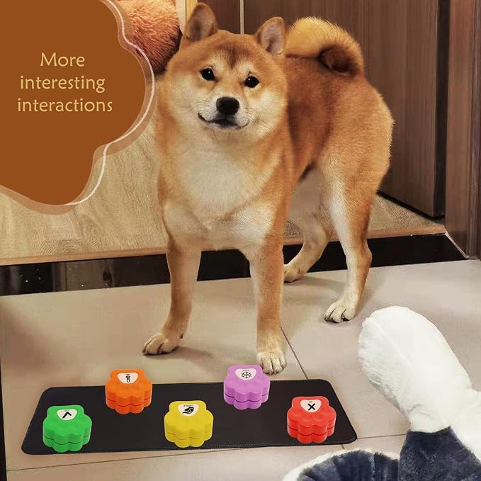 Dog Buttons for Communication, 36 Stickers & Rubber Pad
