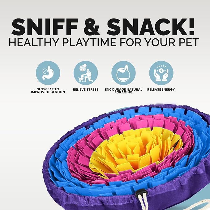PET ARENA Snuffle Mat Dog Puzzle Feeder for Slow Eating & Brain Training | Promotes healthy habits sensory activities, reduces boredom, supports focus, provides engaging playtime indoors or outdoors.
