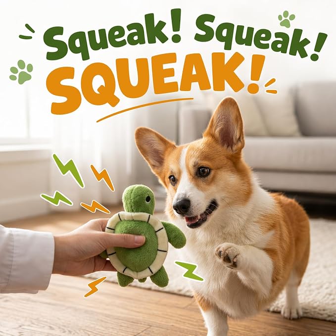 Hollypet Squeaky Hide and Seek Dog Toys for Small and Medium, 4 Turtles | Interactive Plush Stuffed Dog Squeak Toys for Small Medium Sized Dogs and Non-Aggressive Chewers, Puppy Teeth Clean Chew Toys