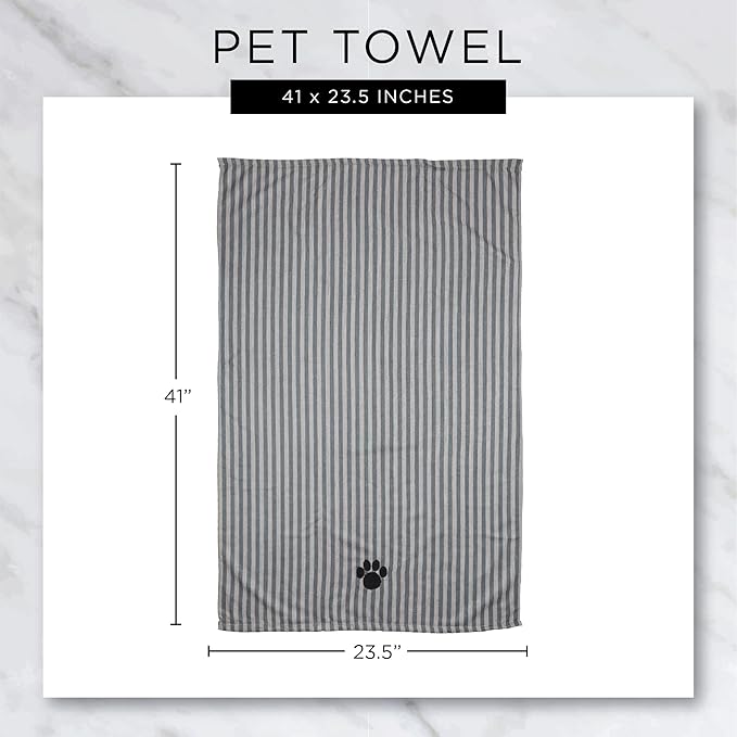 Bone Dry Pet Grooming Towel Collection Absorbent Microfiber X-Large, 41x23.5, Trellis Taupe (Pack of 4)