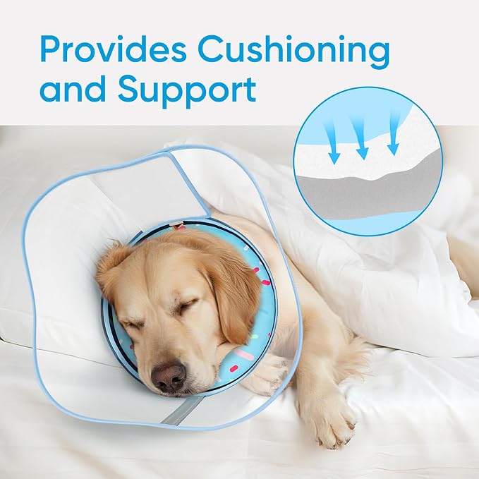 Supet Sponge Dog Cone Collar Stop Licking After Surgery, Dog Donut Collar | Adjustable Dog Recovery Collar Alternative, Detachable Shield, Soft, Comfy Cone, Neck Pillow for Large Dogs