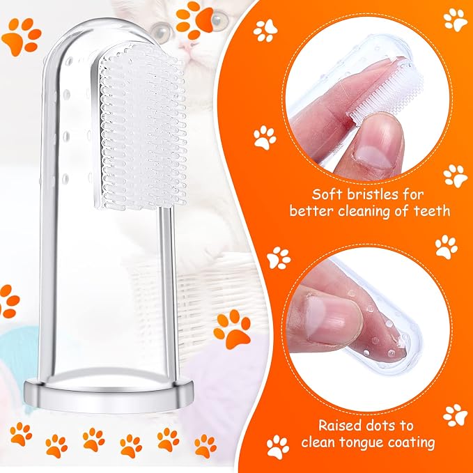 Nuogo 80 Pack Bulk Dog Toothbrush Soft Finger Brushes, Pet Finger Toothbrush for Easy Teeth Cleaning, Soft Dental Care Brush for Dogs, Small Cats and Puppies