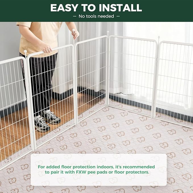 FXW Rollick Unleashed Dog Playpen, 40in, 24 Panels, Medium/Large, White