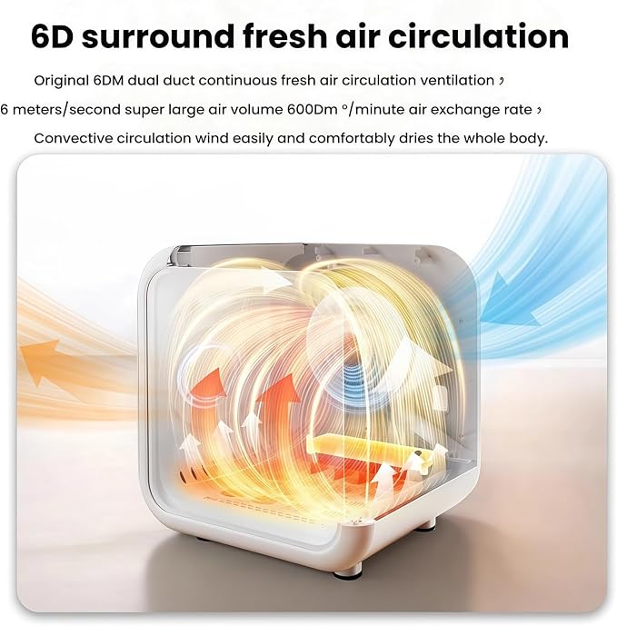 Pet Dryer Box for Dogs & Cats, 6D Airflow ，Ultra-Quiet 45dB Grooming Blower for Small/Large Breeds