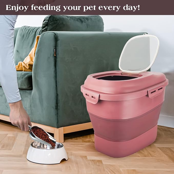 TIOVERY Dog Food Storage Container, 13lb, Pink