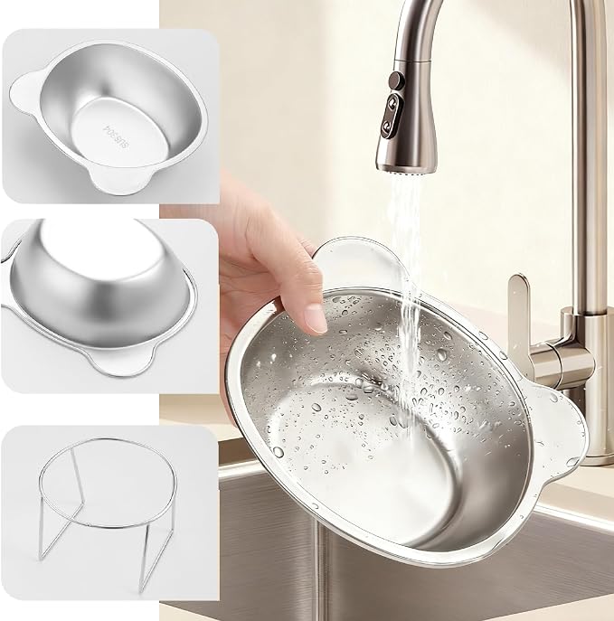 2 Pack Elevated Pet Bowls for Small Cats and Dogs: 15° Tilted Anti-Vomiting Stainless Steel Raised Dishes, 5.9” Whisker & Spine Friendly Indoor Food & Water Bowls
