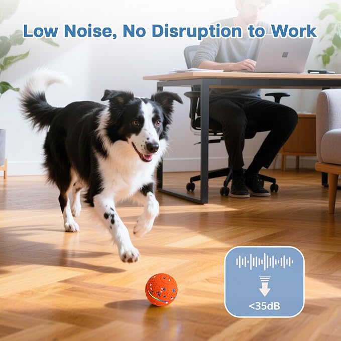 Interactive Dog Ball, Smart Moving Dog Toy with Colorful Lights, 3 Interactive Modes and TPU Material, Bouncing Ball for Dogs to Keep Them Entertained