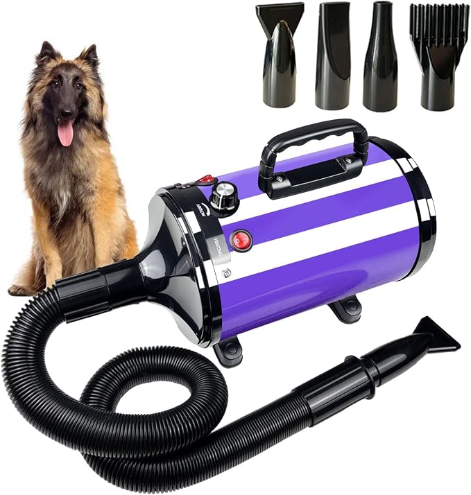 Dog Dryer High Velocity Professional Pet Grooming Dryer | Adjustable Temperature and Speed for Pets with 4 Nozzles