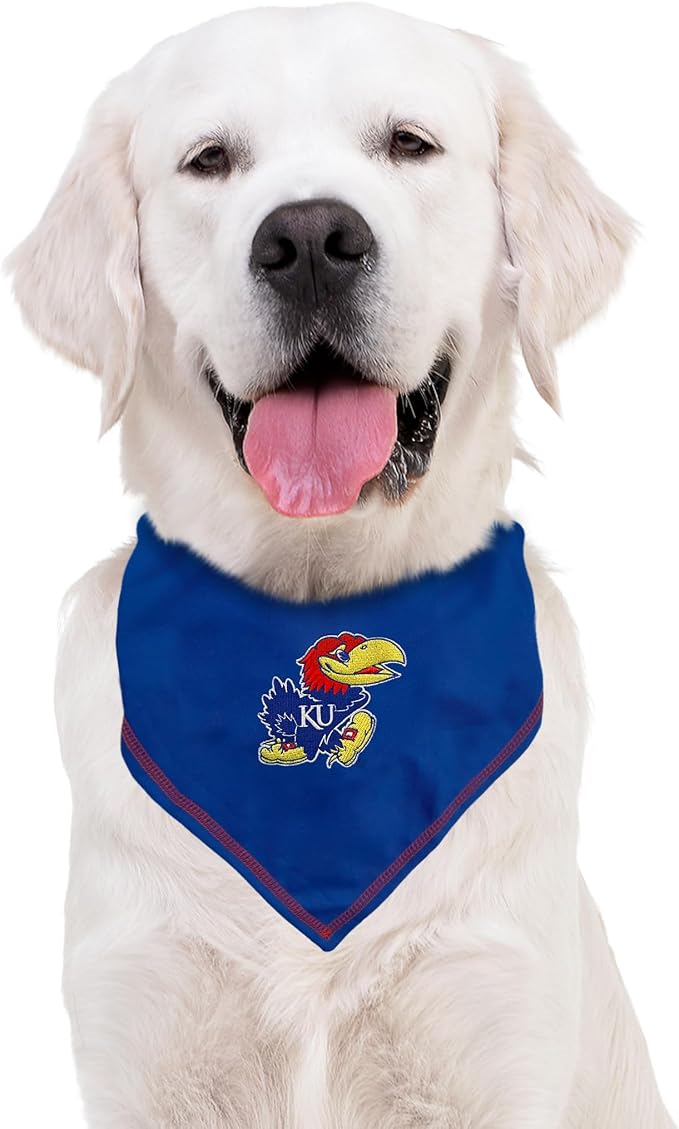Pets First NCAA Kansas Jayhawks TIE Bandana, Size Small/Medium. Dog Bandana Scarf Bib for Pet Cat Dog. The Ultimate Game-Day, Party Bandana (Pack of 2)