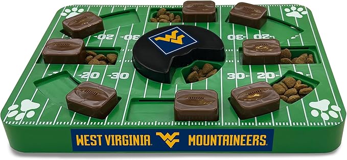 NCAA Puzzle Toy Slow Feeder, Puzzle Treat Dog Toy, Interactive Dog Treat Toy, Dog Puzzle Feeding Slow Toy (West Virginia Mountaineers)