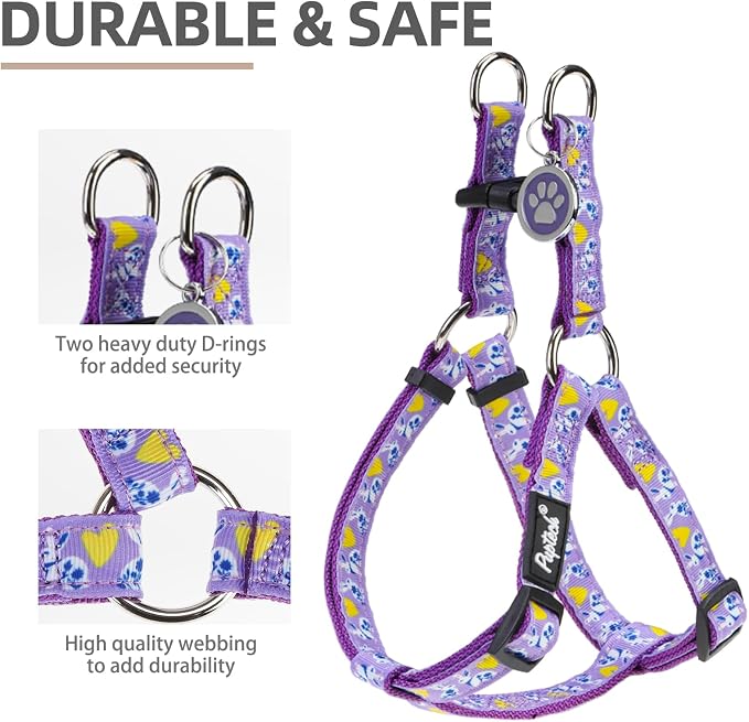 PUPTECK No Pull Dog Harness Small Sized Step-in Adjustable Puppy Vest | Soft Webbing Basic Halter with ID Tag for Outdoor Walking