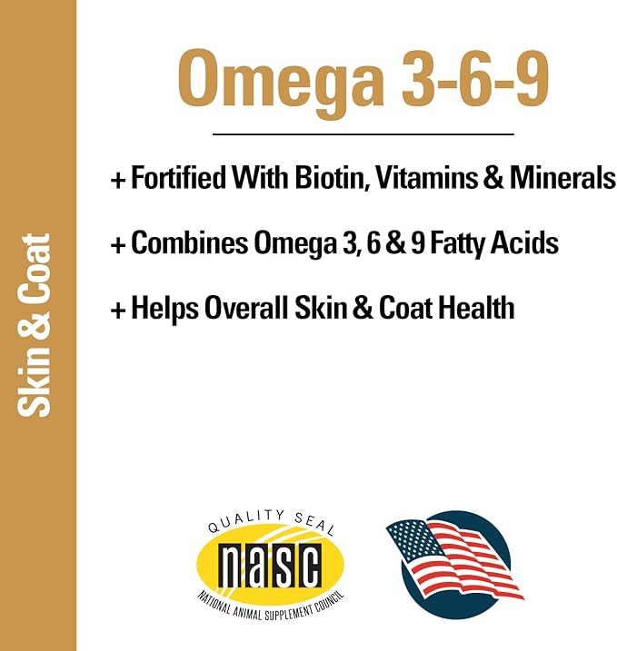 Vet Classics Omega 3-6-9 Dog Skin & Coat Supplement - 14 Oz