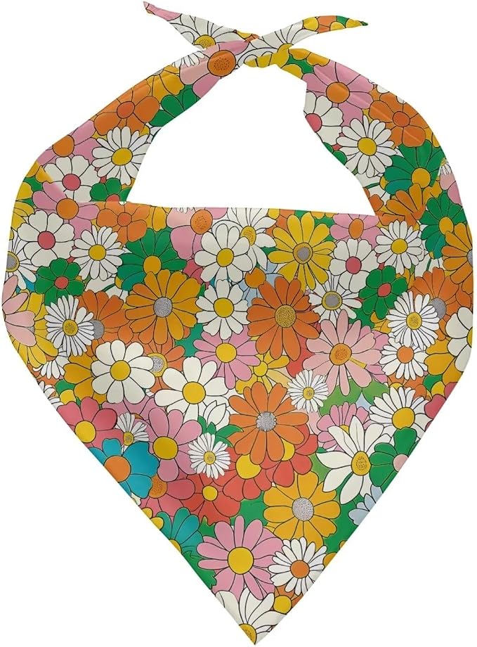 Forchrinse Hippie Flower Dog Bandanas, Medium, Yellow