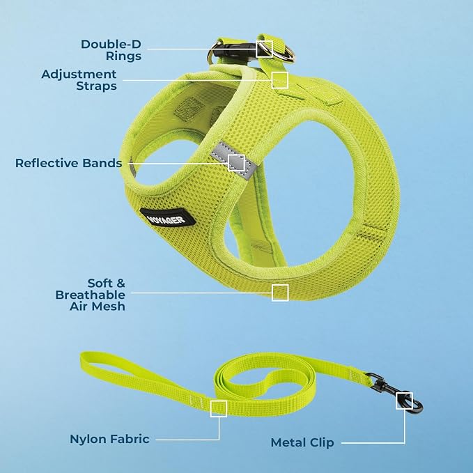 Voyager Step-in Pet Harness - All Weather Mesh, Adjustable Step in Harness for Cats and Dogs by Best Pet Supplies - 307S Lime Green, M