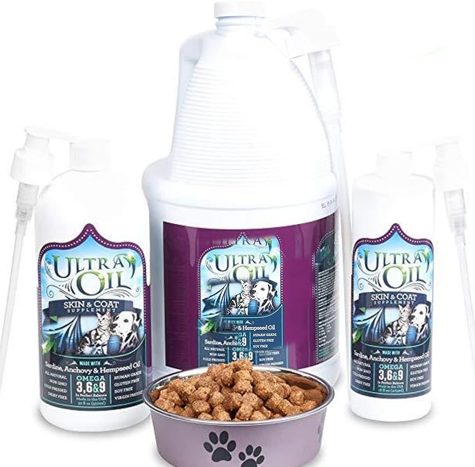 Ultra Oil Skin and Coat Supplement for Dogs & Cats, 8 oz Bottle w/Pump